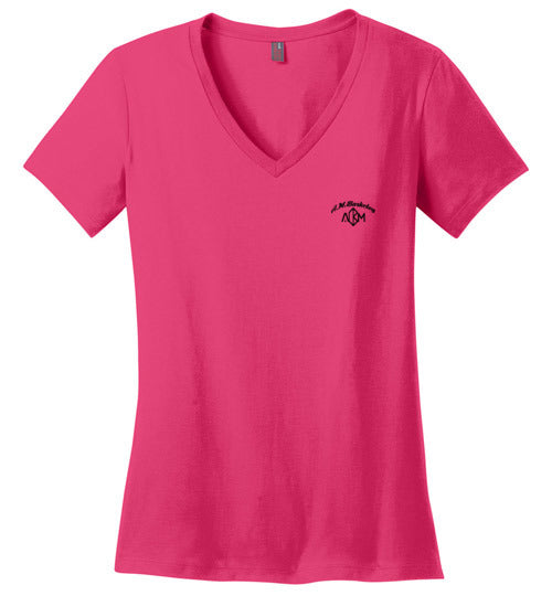 A.M. Barkcley (ladies v-neck t shirt) (more colors avail)