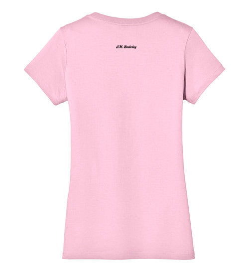 A.M. Barkcley (ladies v-neck t shirt) (more colors avail)