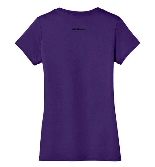 A.M. Barkcley (ladies v-neck t shirt) (more colors avail)